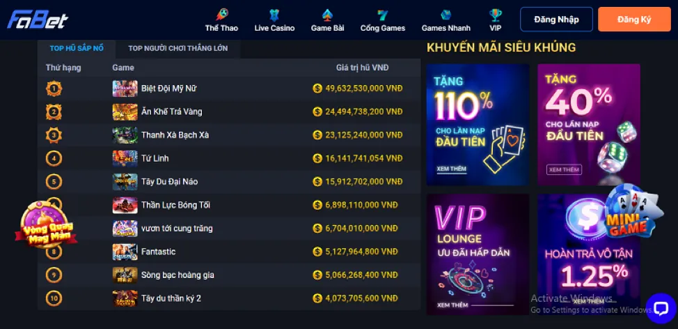Đa dạng trò chơi cá cược thể thao, casino và nổ hũ tại Zalo29